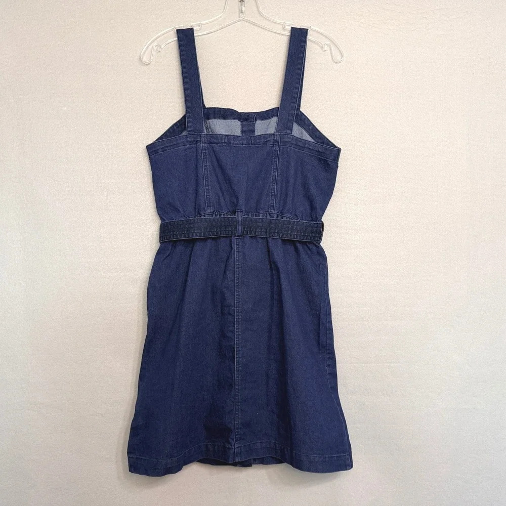 Derek‎ Heart Denim Button Mini Sundress Womens Size L Belted Y2K Coastal Cowgirl
